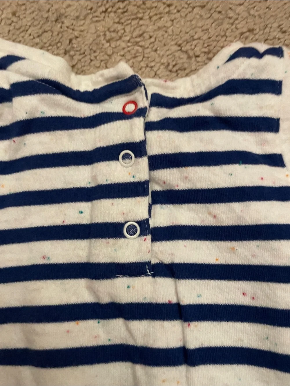 Ellen DeGeneres Navy and White Striped Girls' Romper with Strawberry Patch